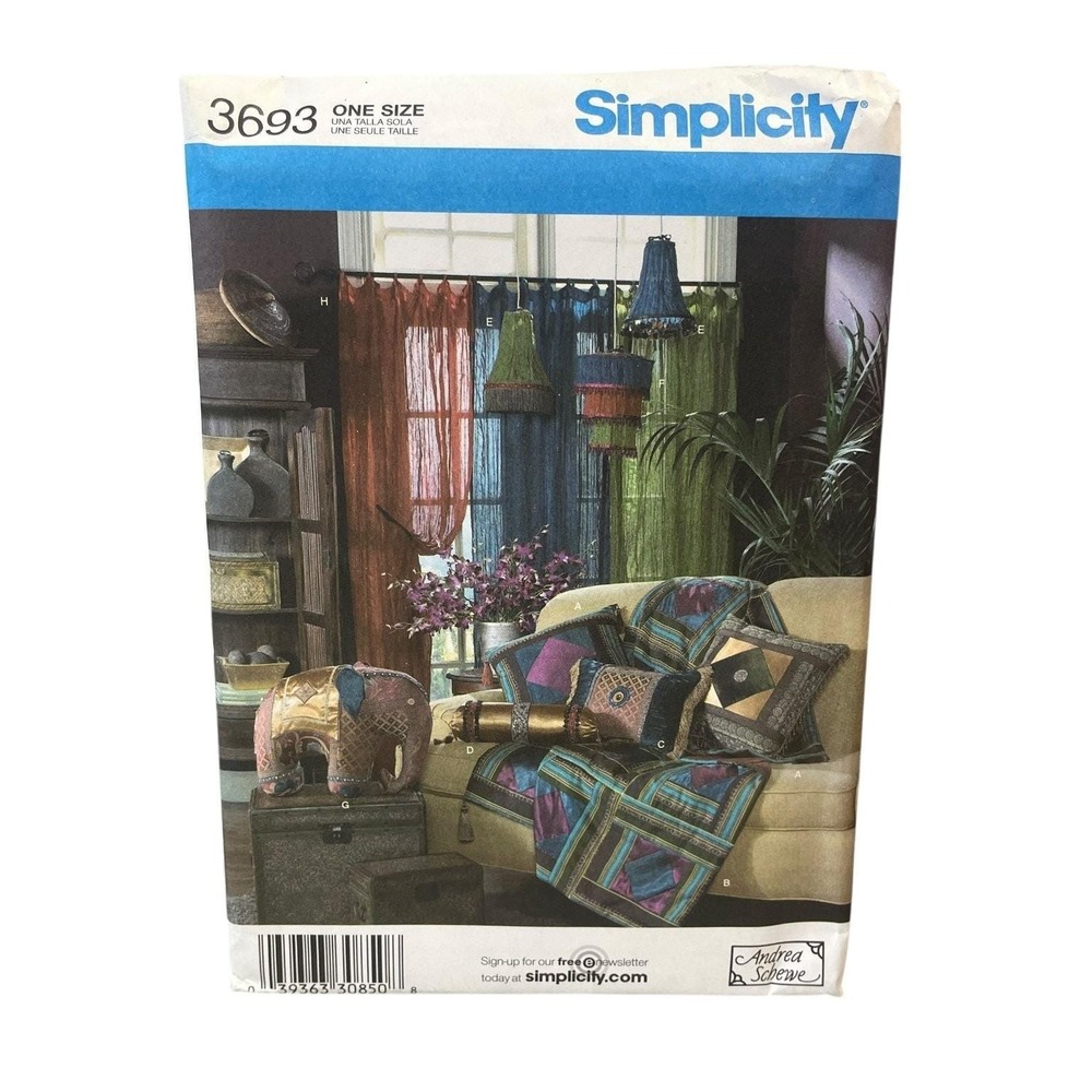 Simplicity 3693 Living Room Accessories Sewing Pattern One Size